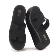 Black Platform Mule Sandals