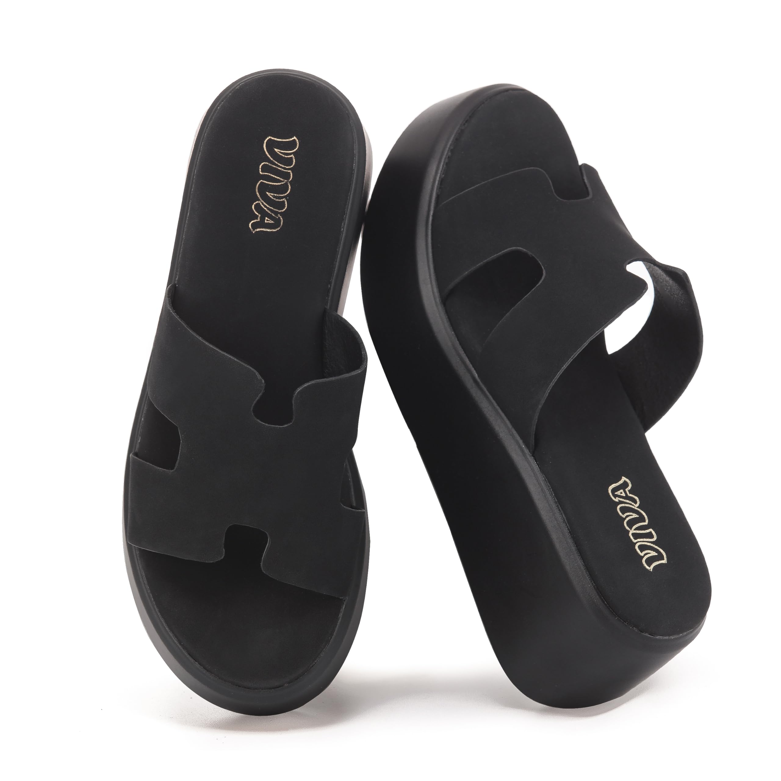 Black Platform Mule Sandals