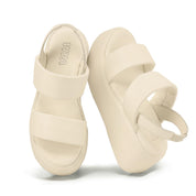 Beige Wedge Sandals with Slingback Strap