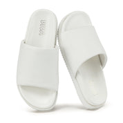 White Flat Slider Sandal Slides