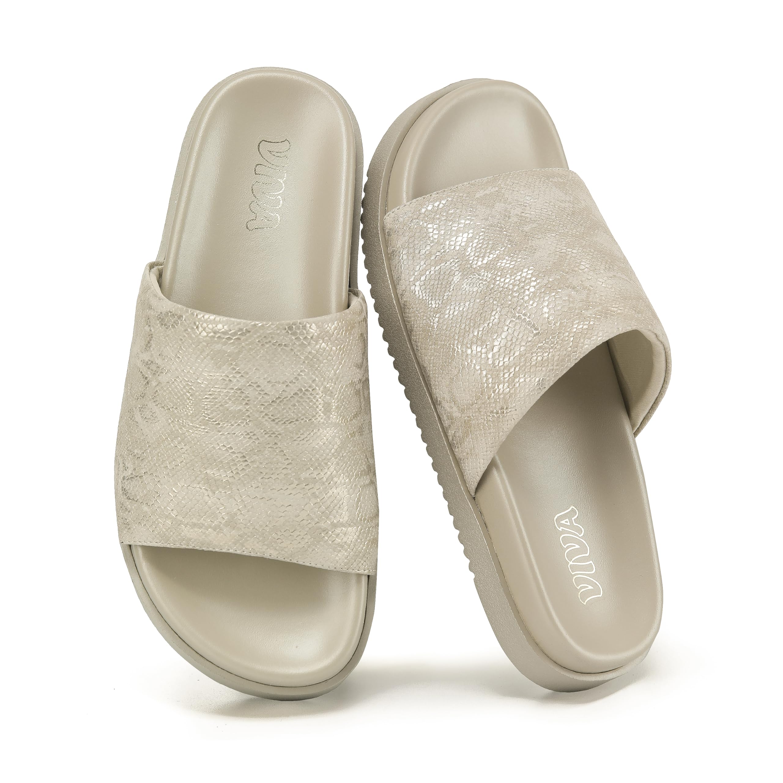 Gold Flat Slider Sandal Slides