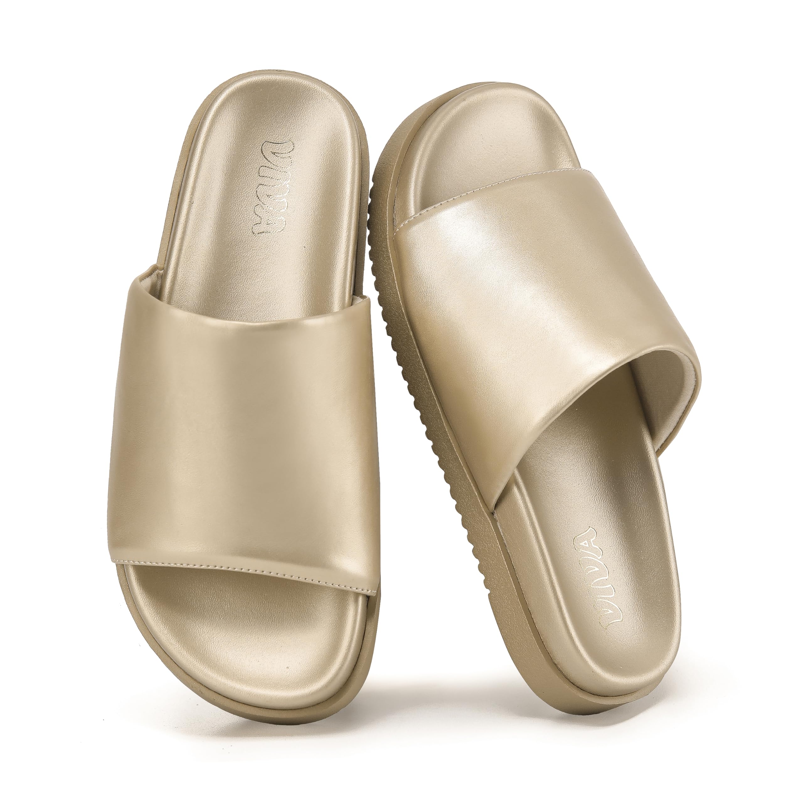 Metallics Flat Slider Sandal Slides