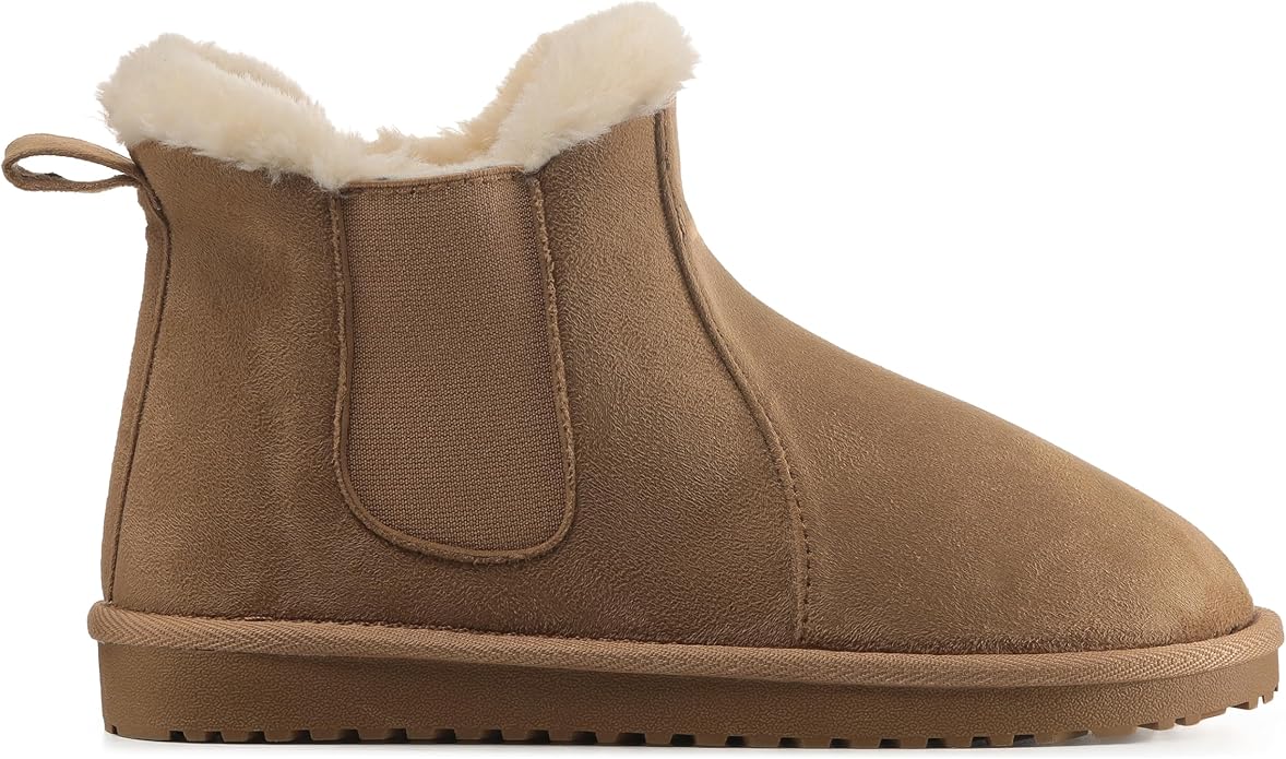 ZOE: Faux Fur Fleece Slip On Chelsea Boots