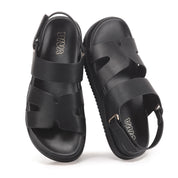Black Chunky Sandals with Adjustable Strap