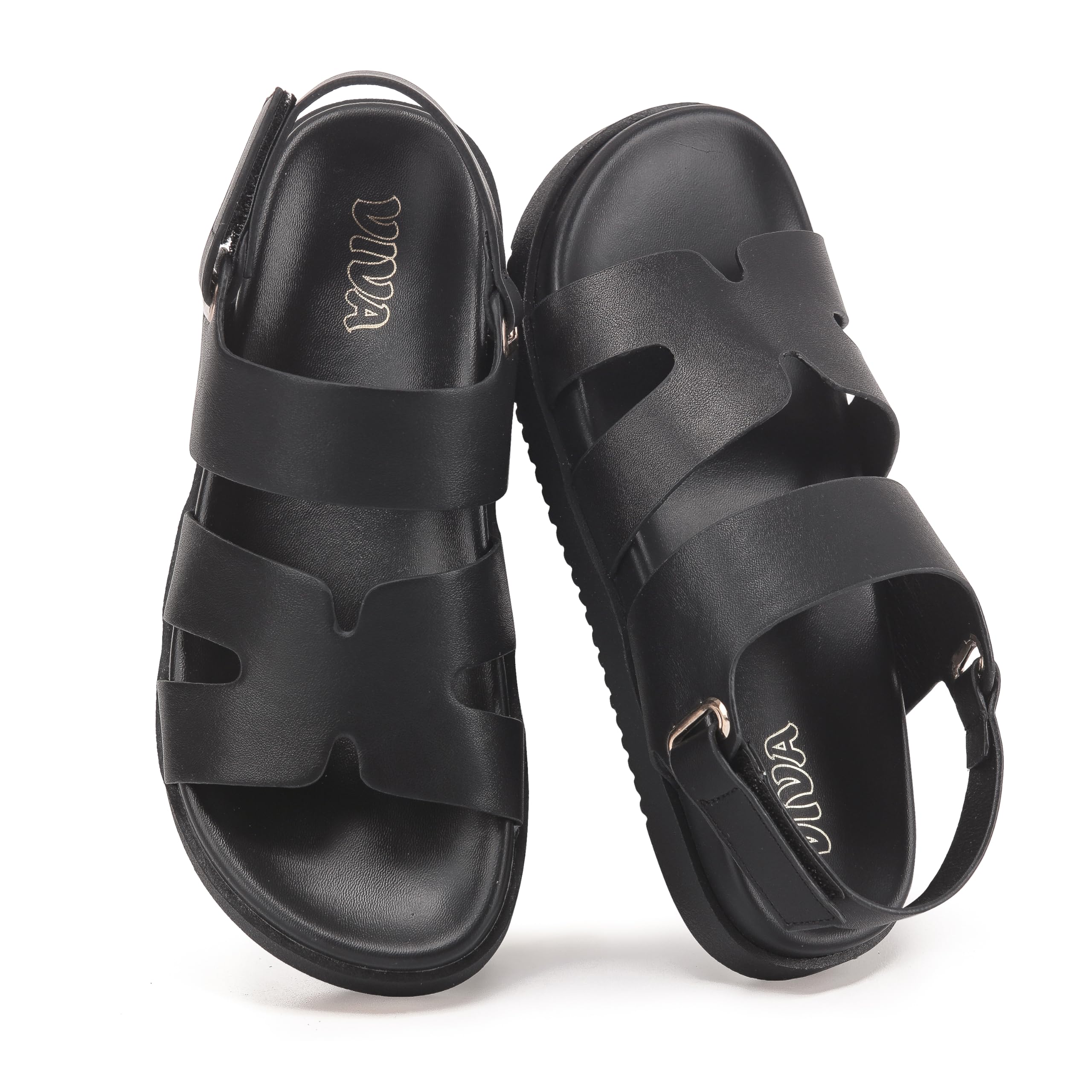 Black Chunky Sandals with Adjustable Strap
