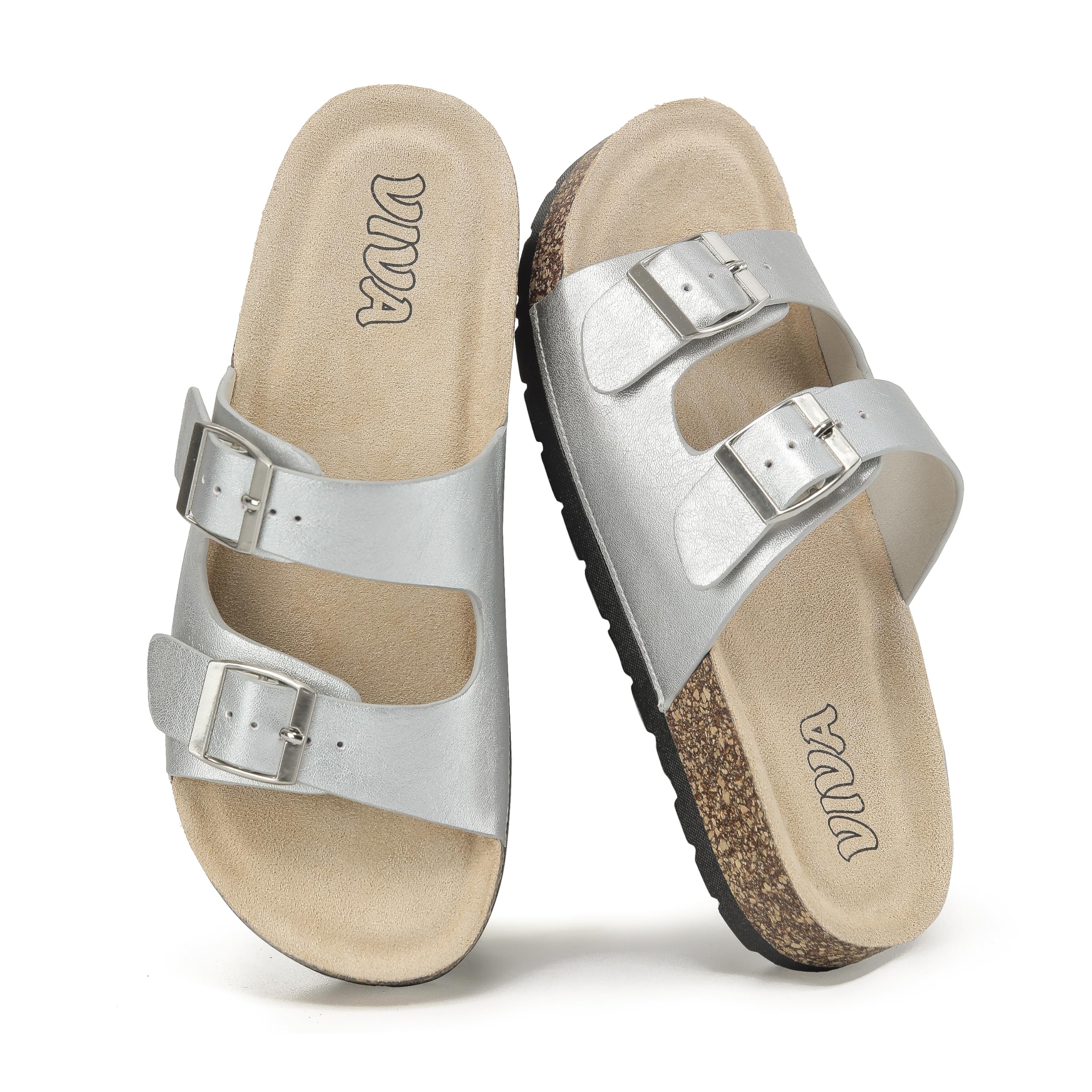Silver Footbed Sandals
