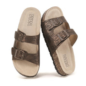 Bronze Footbed Sandals