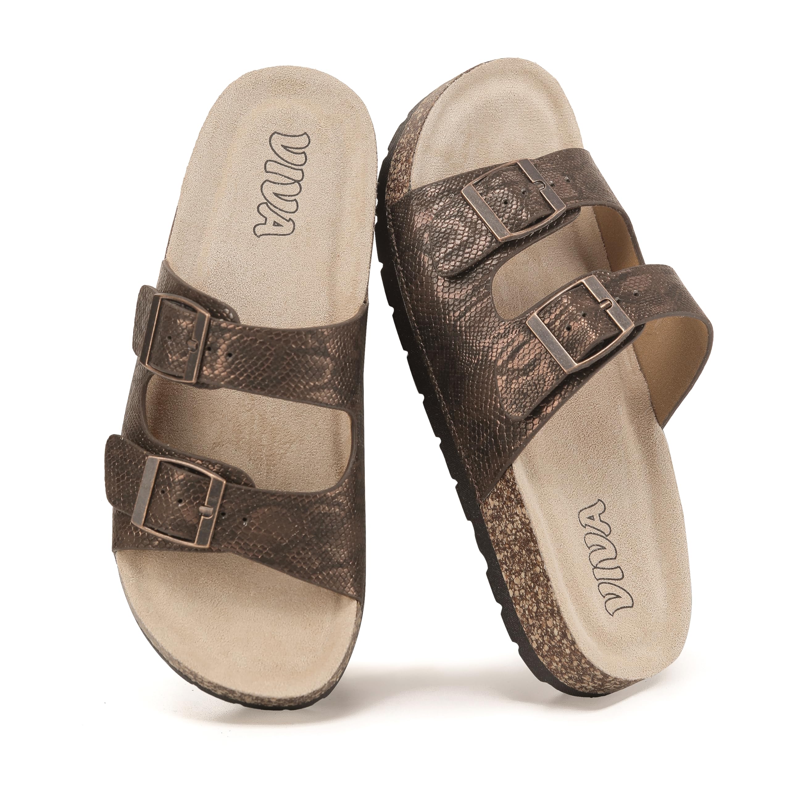 Bronze Footbed Sandals