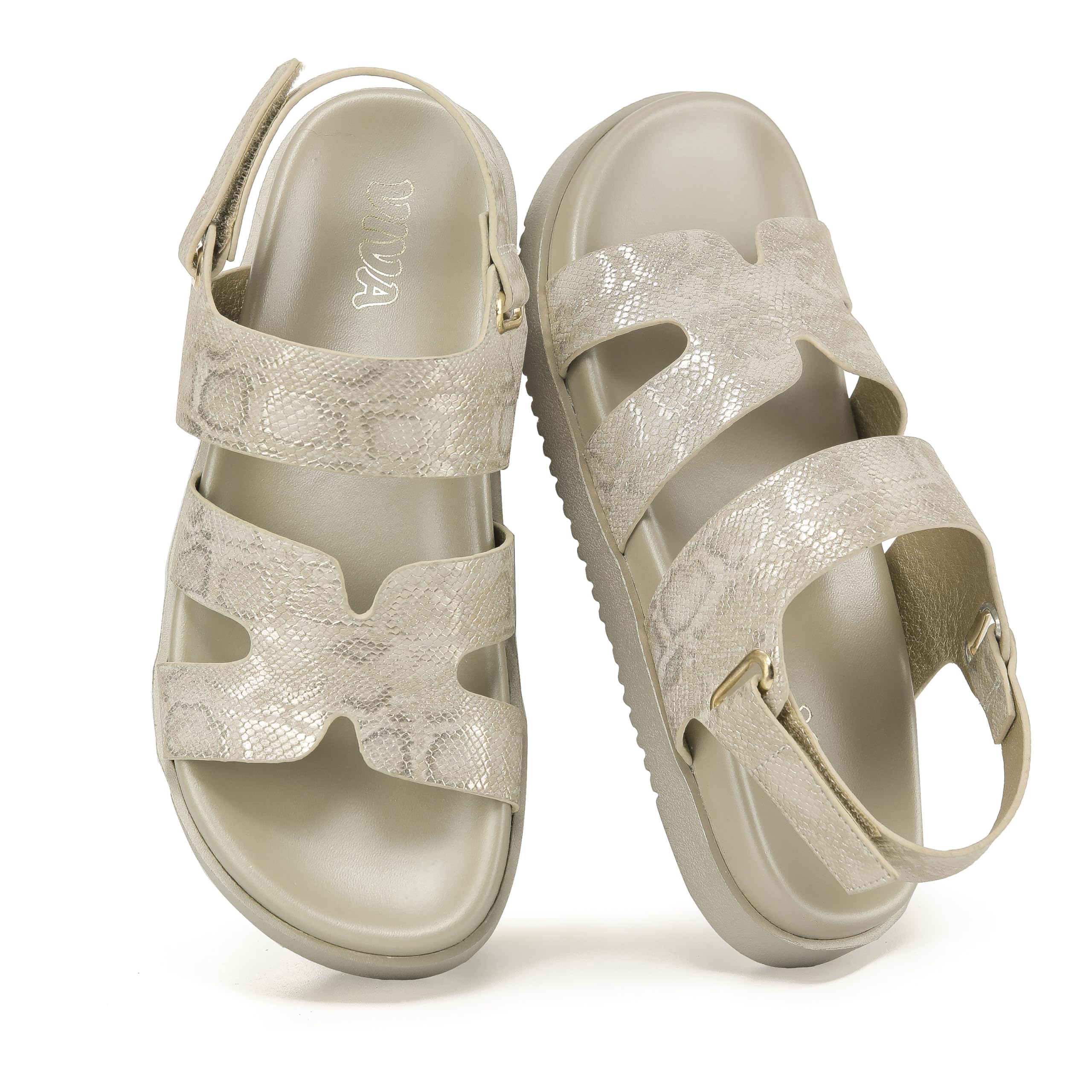 Gold Chunky Sandals with Adjustable Strap