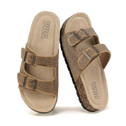 Bronze Footbed Sandals