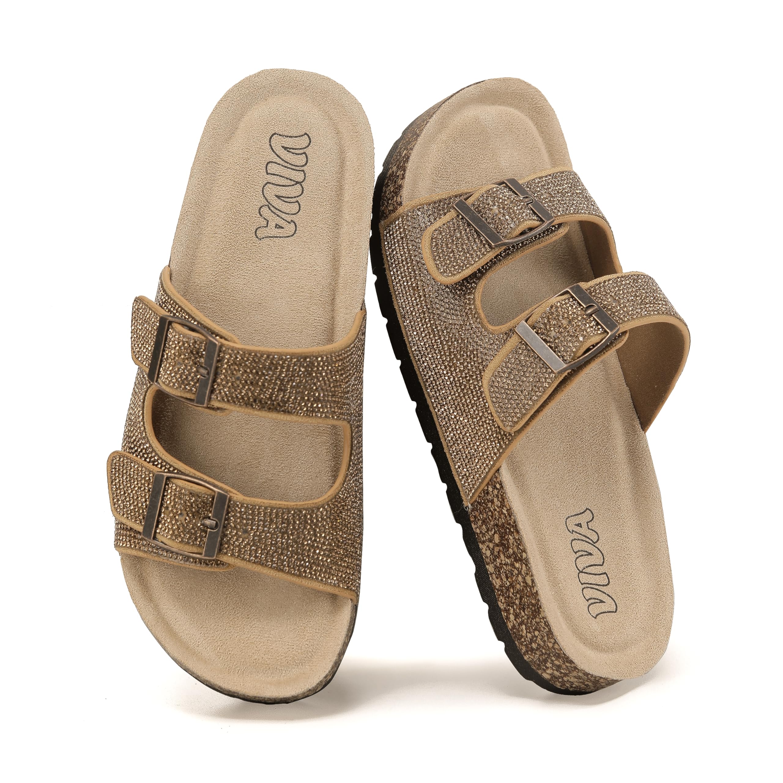 Bronze Footbed Sandals
