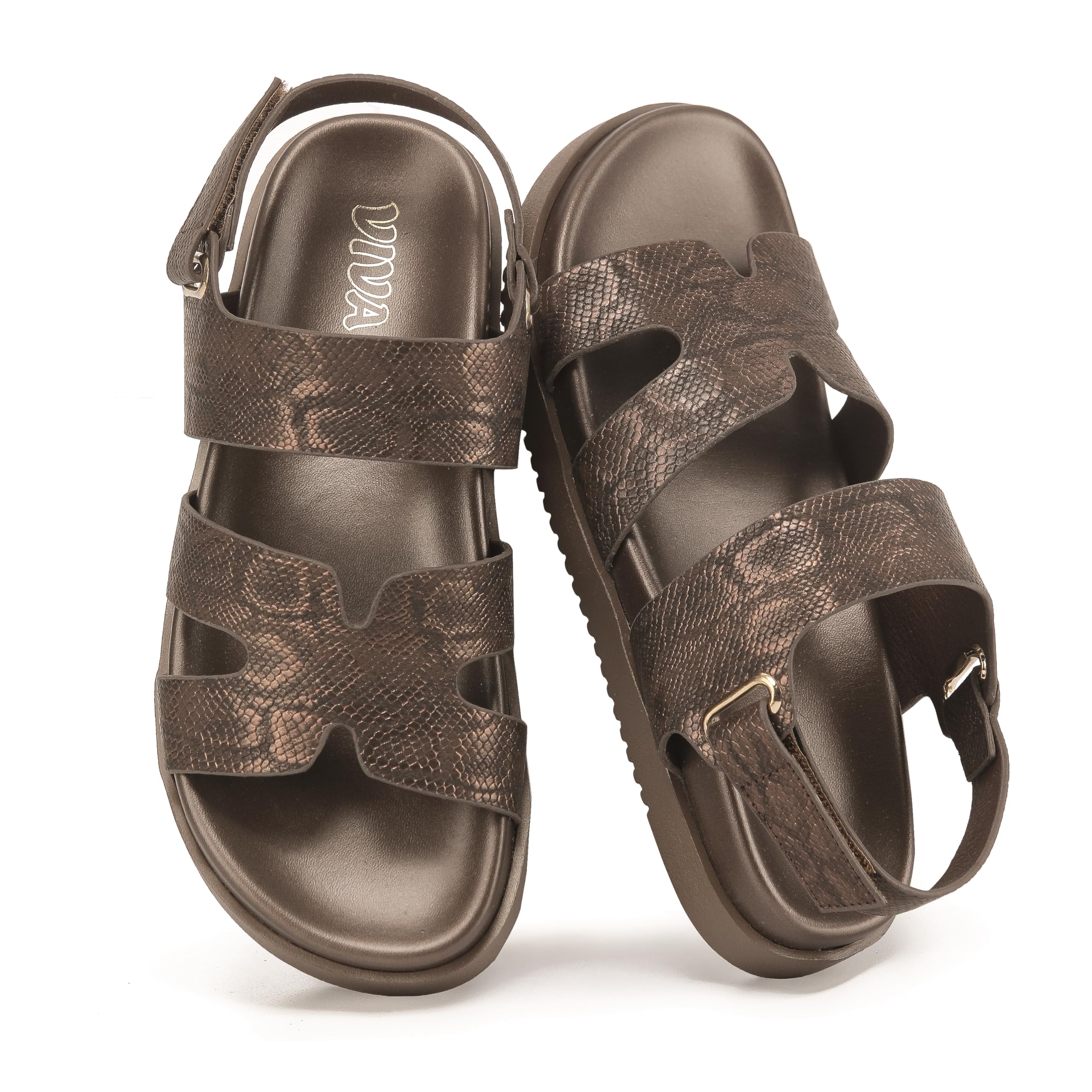 Brown Chunky Sandals with Adjustable Strap