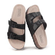 Black Footbed Sandals