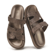 Bronze Chunky Flat Sandals with Adjustable Strap