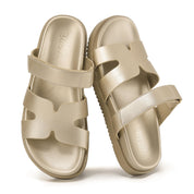 Metallics Chunky Flat Sandals with Adjustable Strap