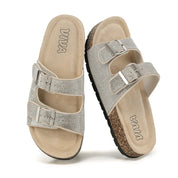 Silver Footbed Sandals