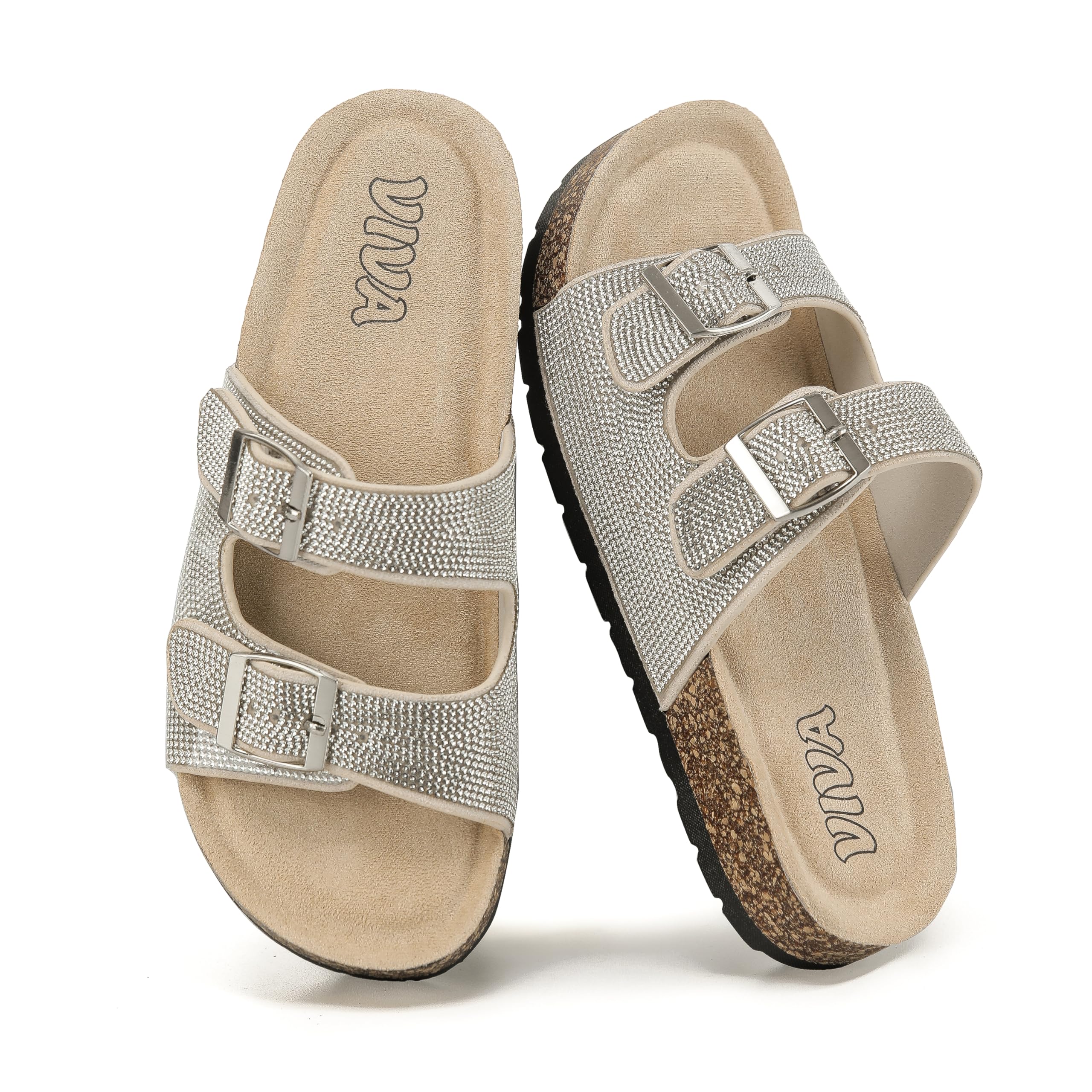 Silver Footbed Sandals