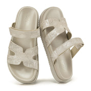 Gold Chunky Flat Sandals with Adjustable Strap