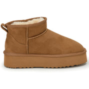 MIRA: Platform Pull On Fur Lined Slipper Boots