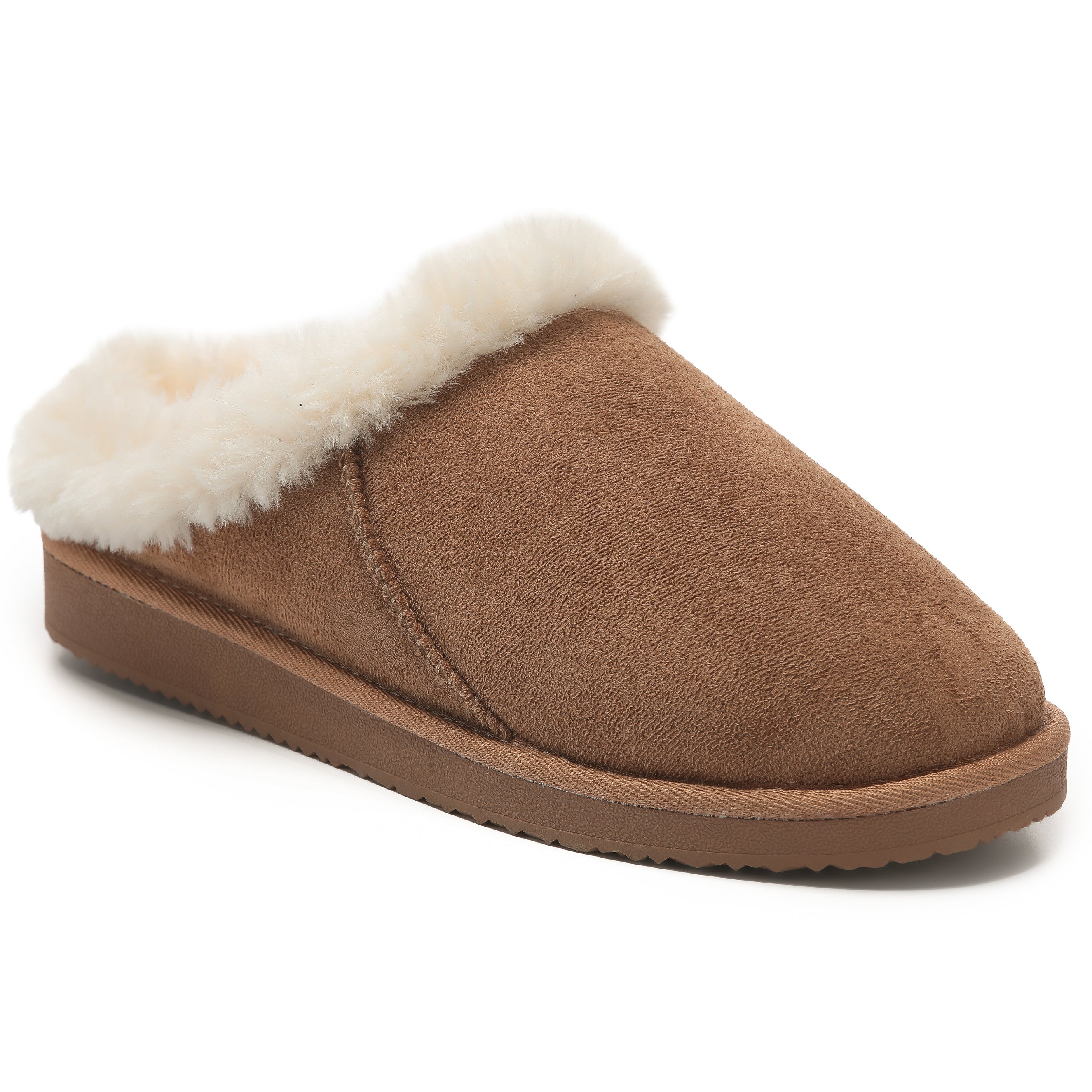 RILEY: Faux Suede Fur Lined Slip On Slippers