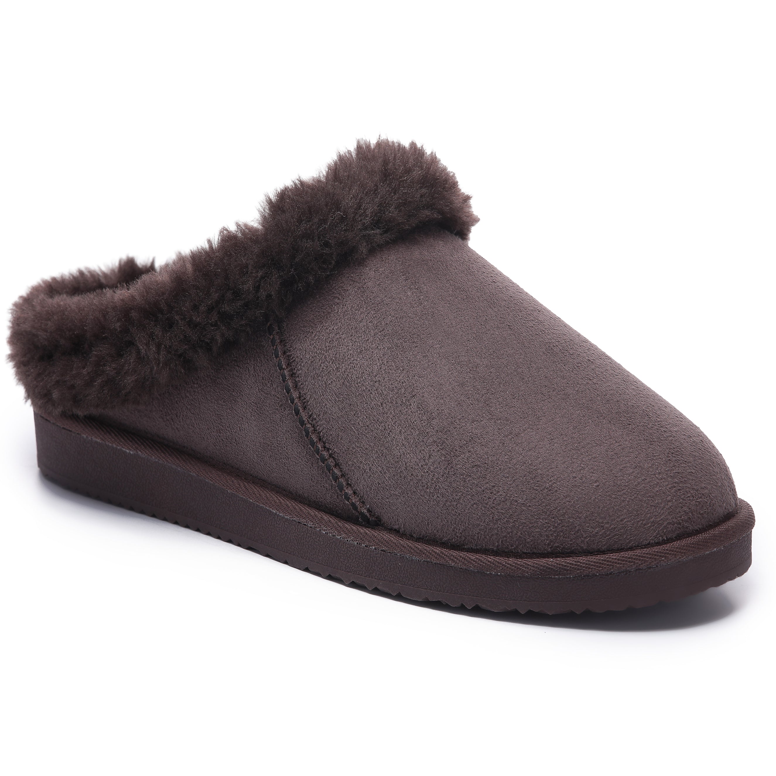 RILEY: Faux Suede Fur Lined Slip On Slippers