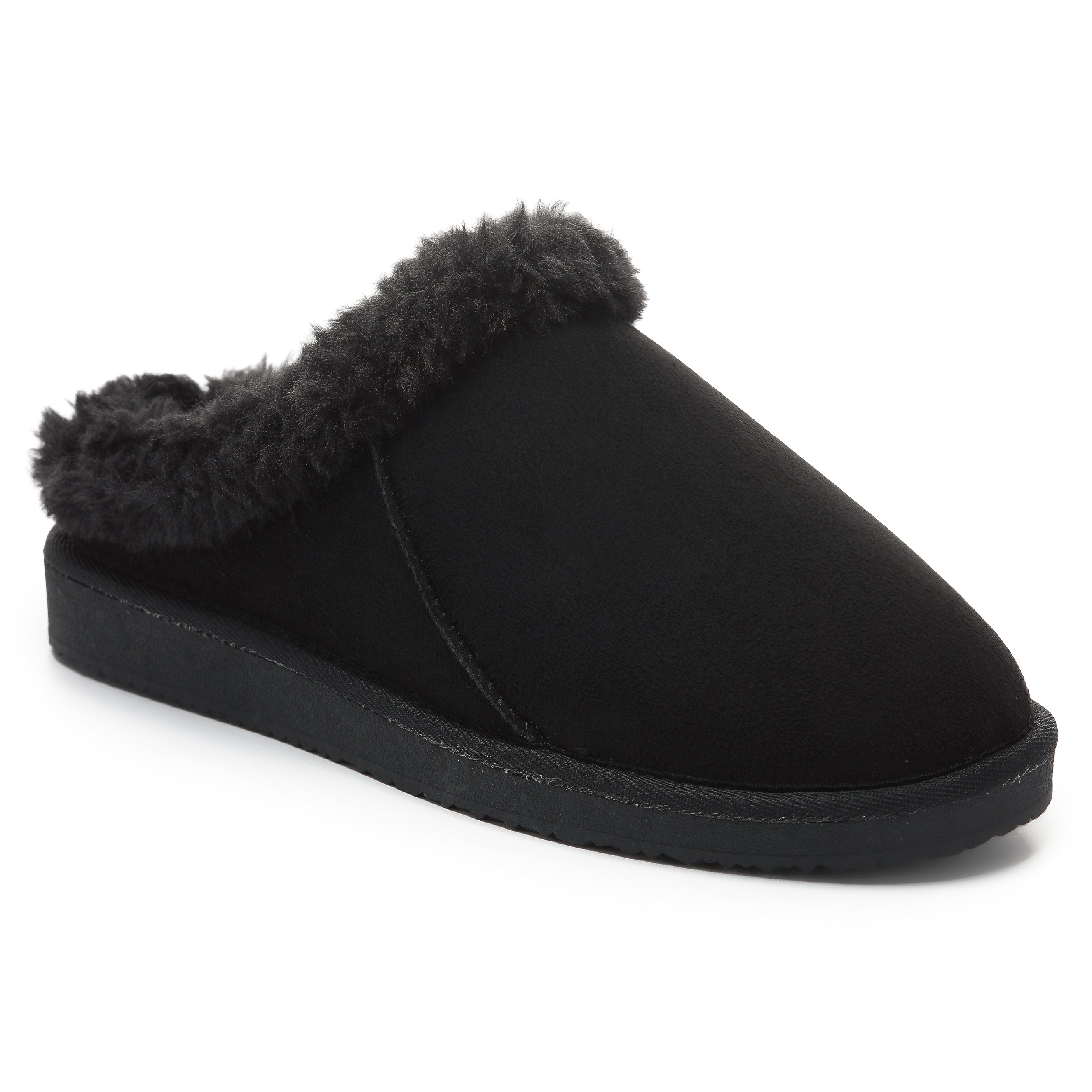 RILEY: Faux Suede Fur Lined Slip On Slippers