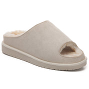 ELISE: Fur Lined Open Toe Suede Slippers