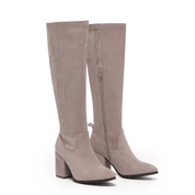 QUINN: Knee High Heeled Zip Up Long Boots