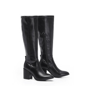 QUINN: Knee High Heeled Zip Up Long Boots