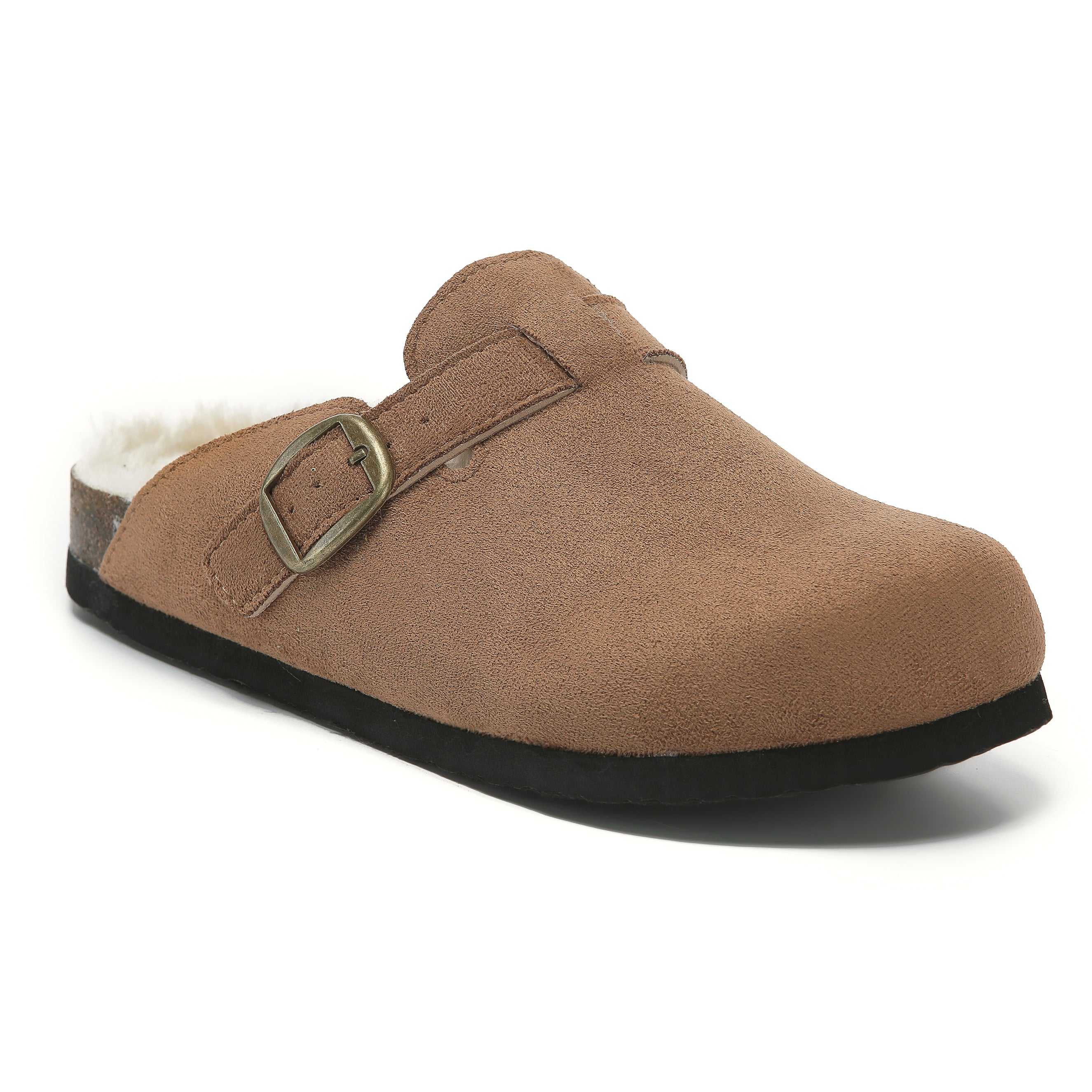 MAYA: Suede Slip-On Buckle Clogs