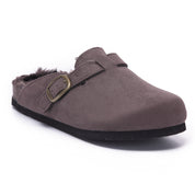 MAYA: Suede Slip-On Buckle Clogs