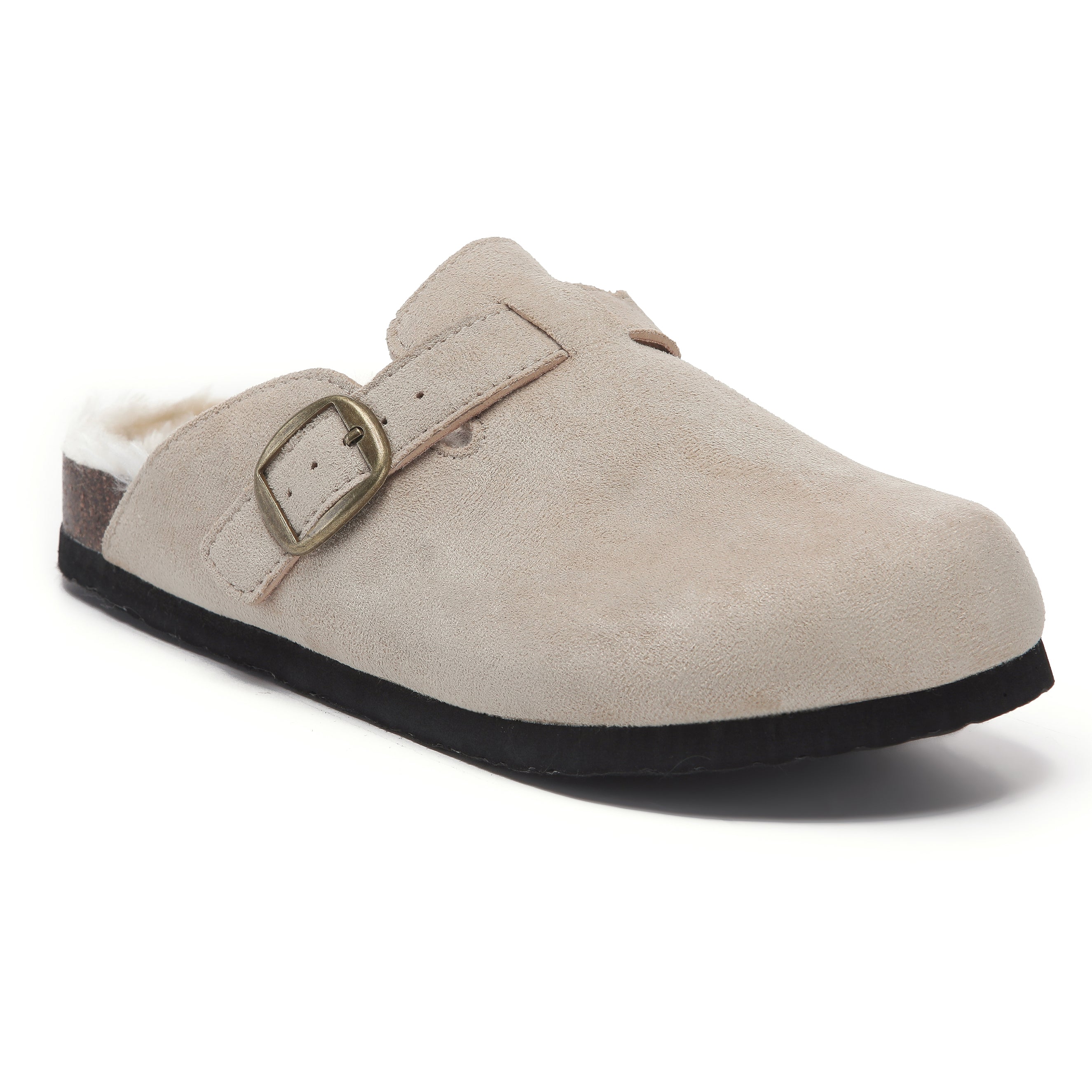 MAYA: Suede Slip-On Buckle Clogs