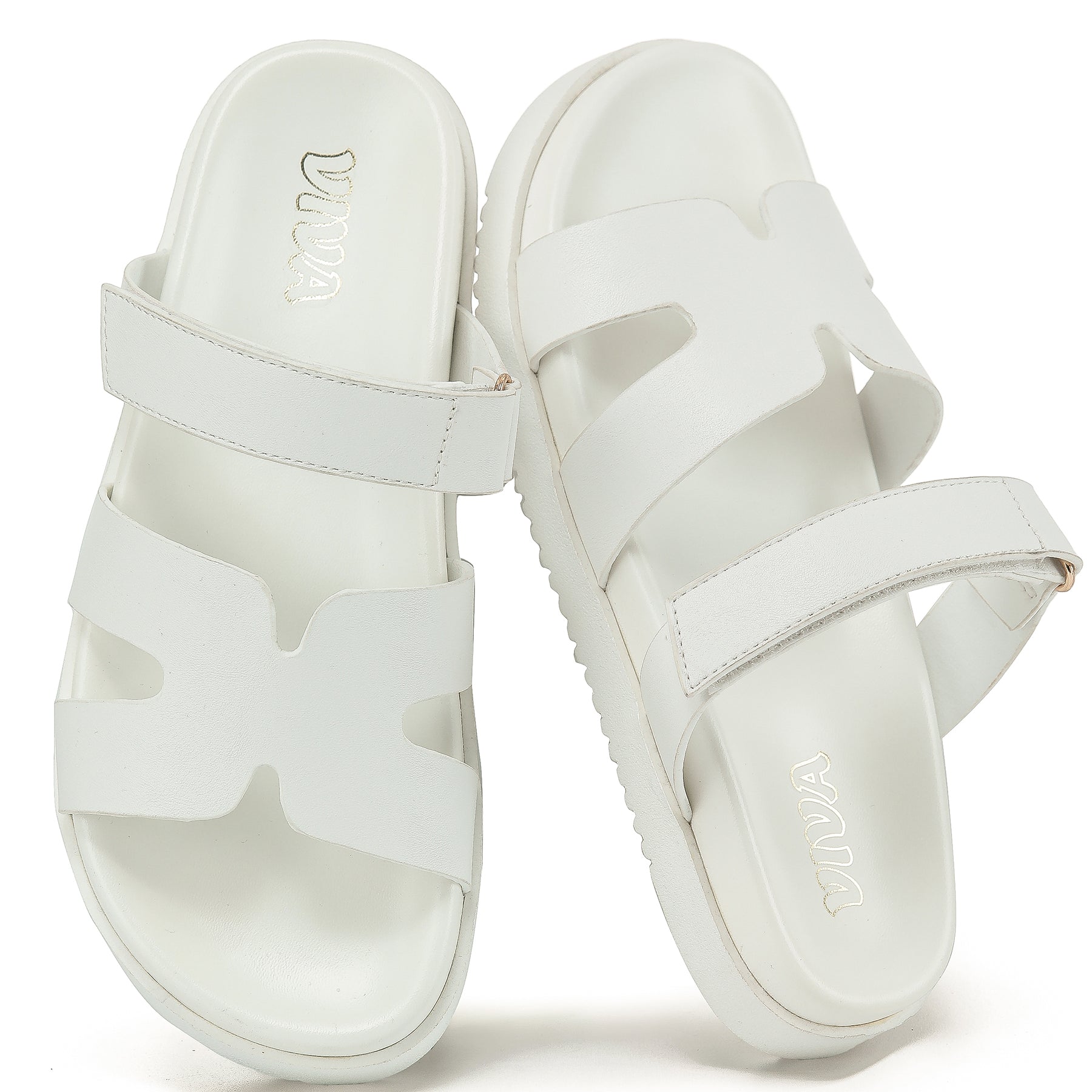 Women's Chunky Flat Sandals with Adjustable Strap