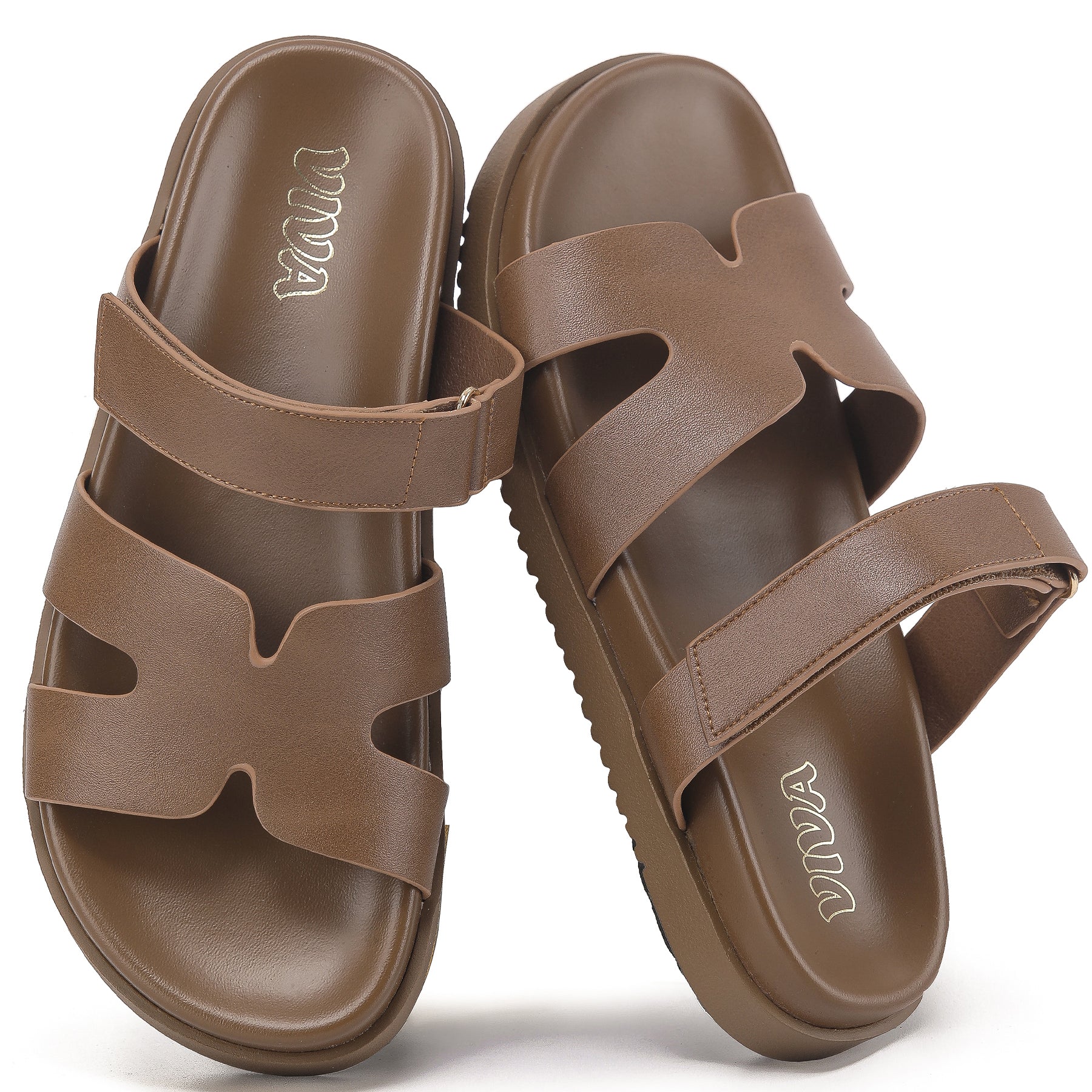 Women's Chunky Flat Sandals with Adjustable Strap