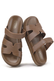 Women's Chunky Flat Sandals with Adjustable Strap
