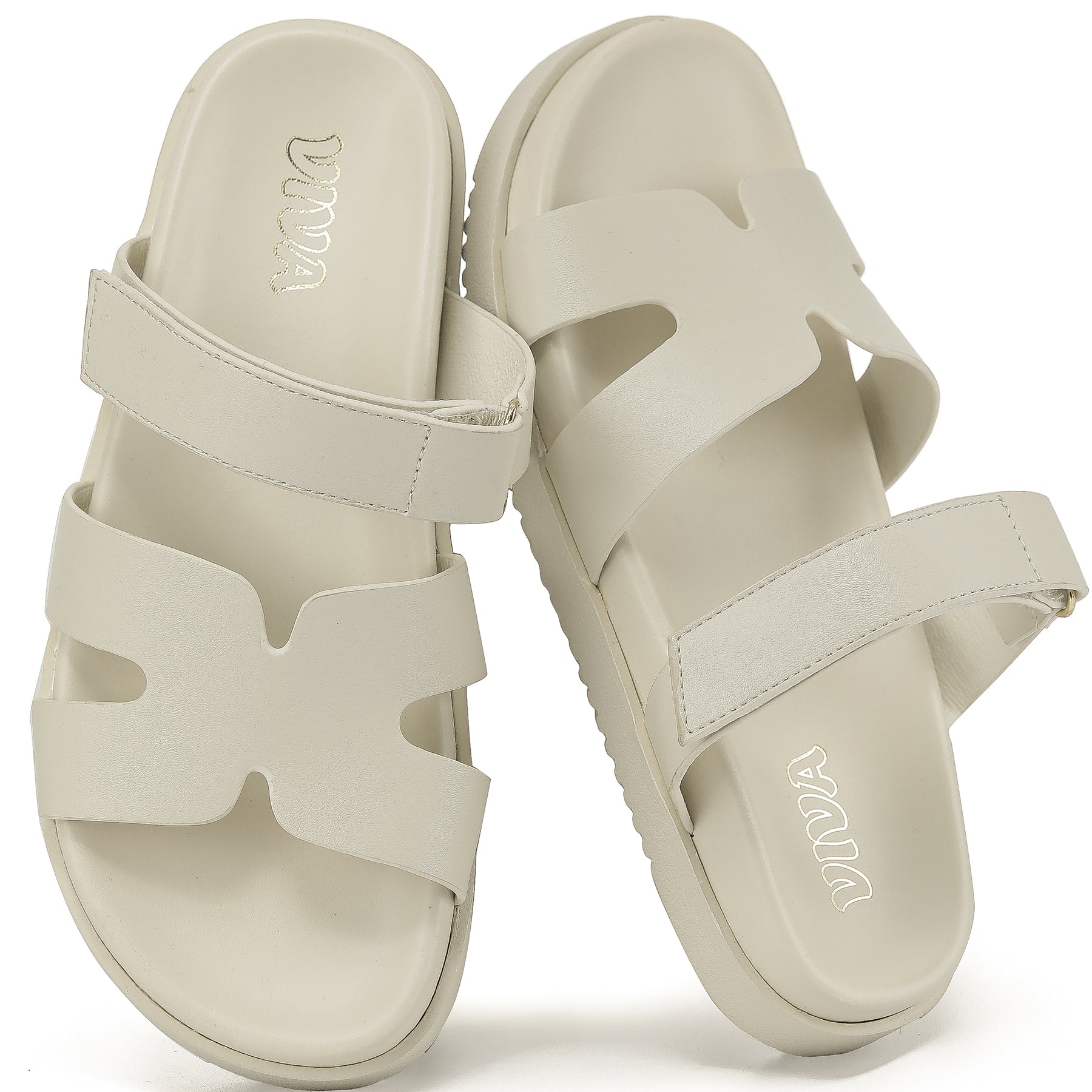 Women's Chunky Flat Sandals with Adjustable Strap