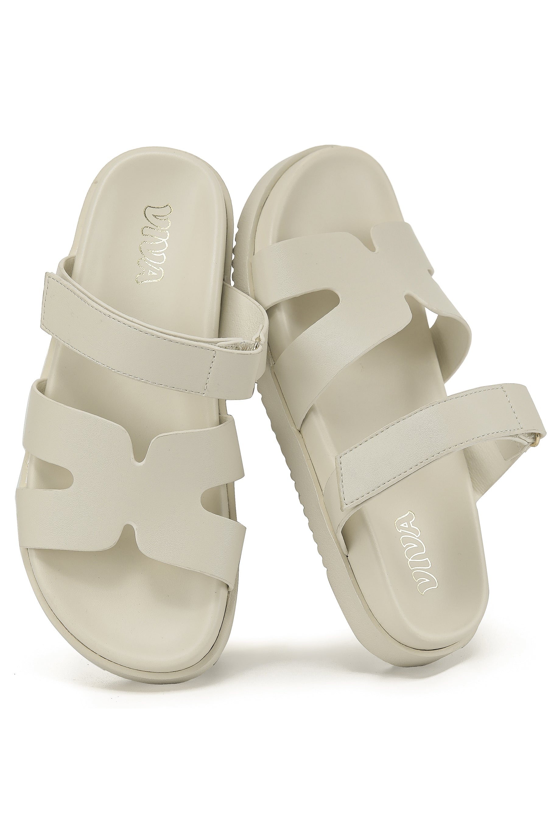 Women's Chunky Flat Sandals with Adjustable Strap