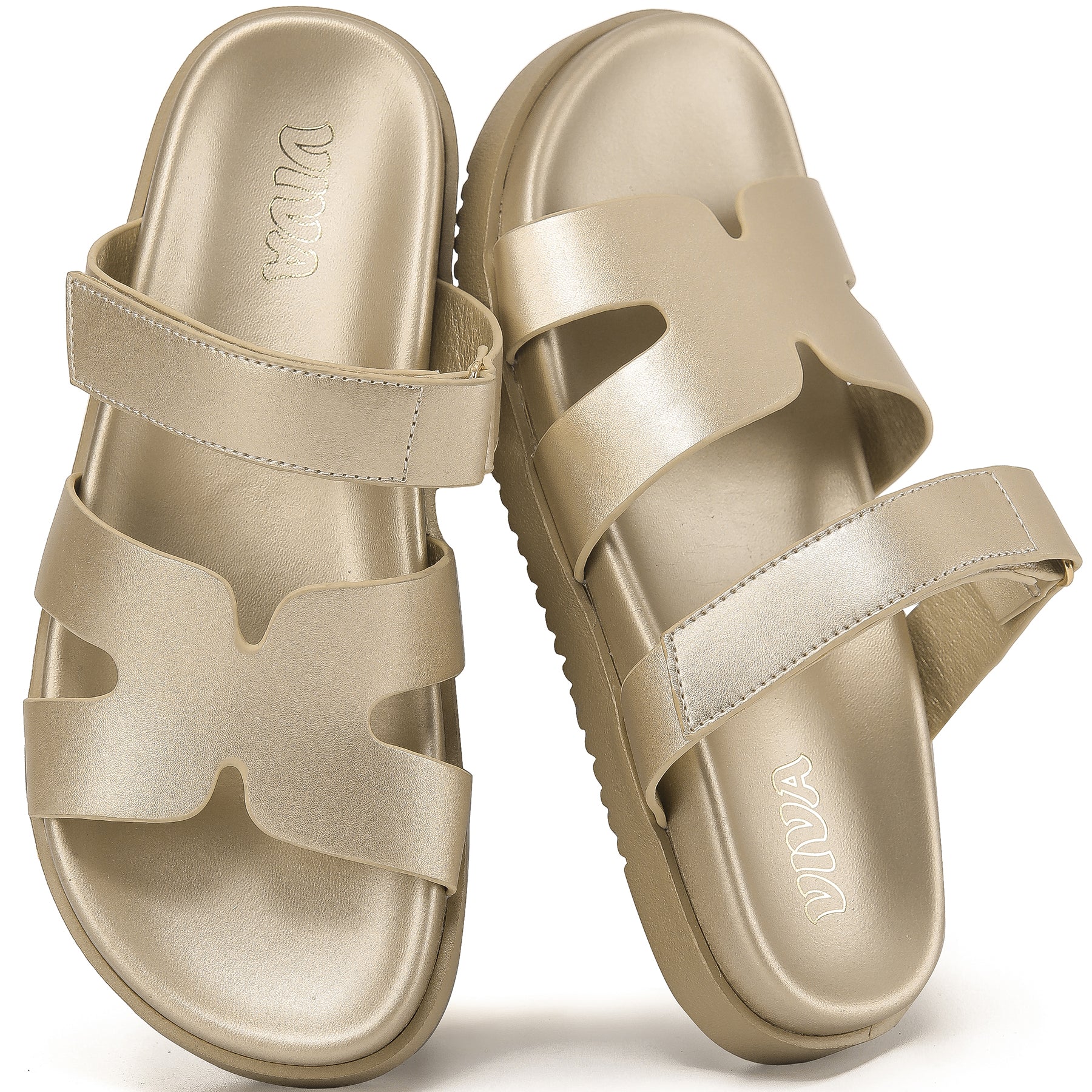 Women's Chunky Flat Sandals with Adjustable Strap