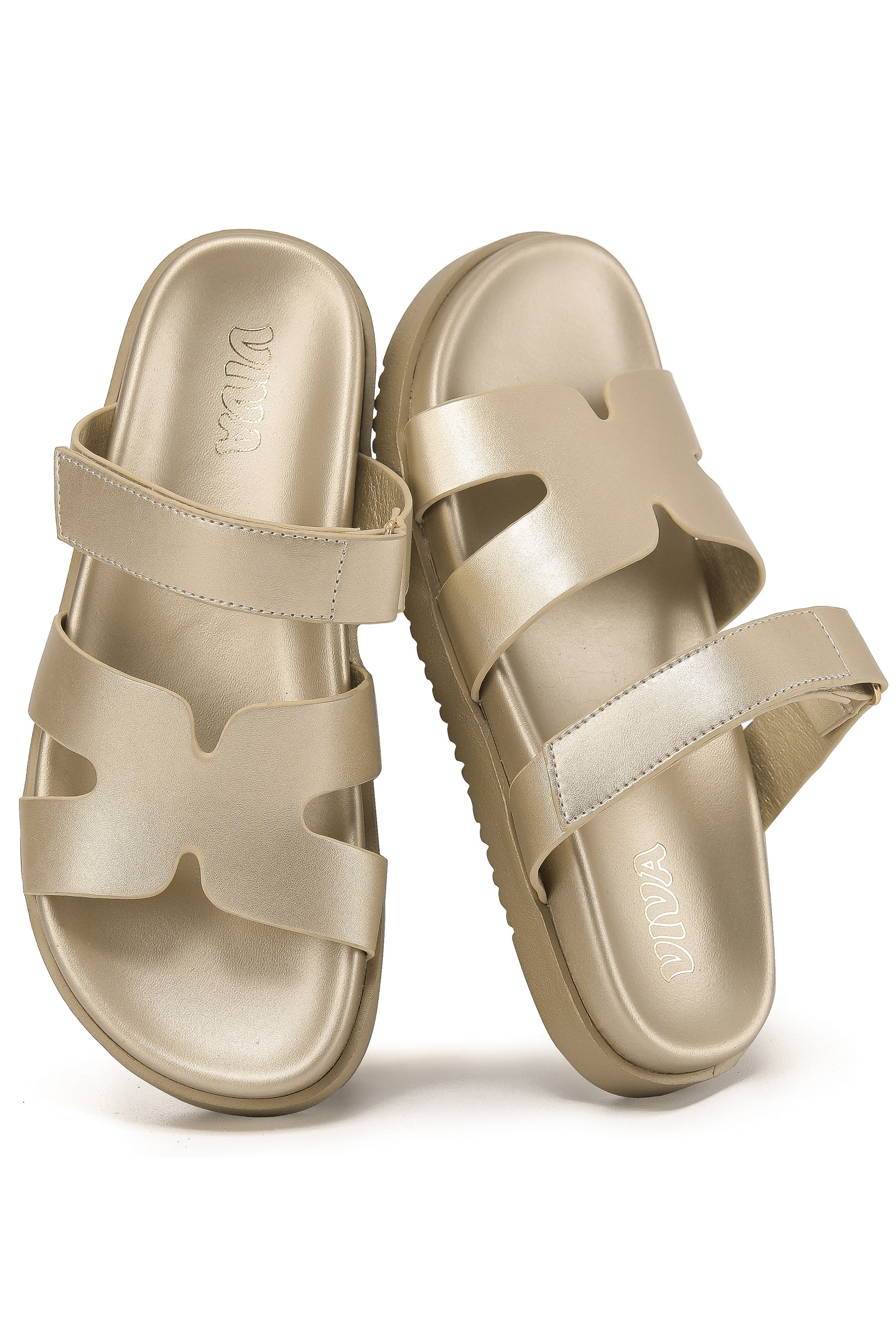Women's Chunky Flat Sandals with Adjustable Strap