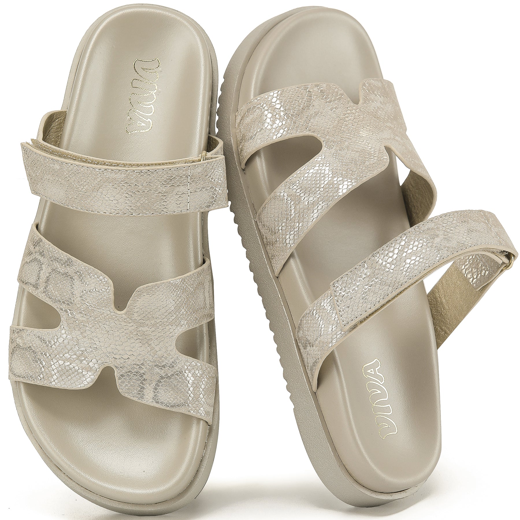 Women's Chunky Flat Sandals with Adjustable Strap