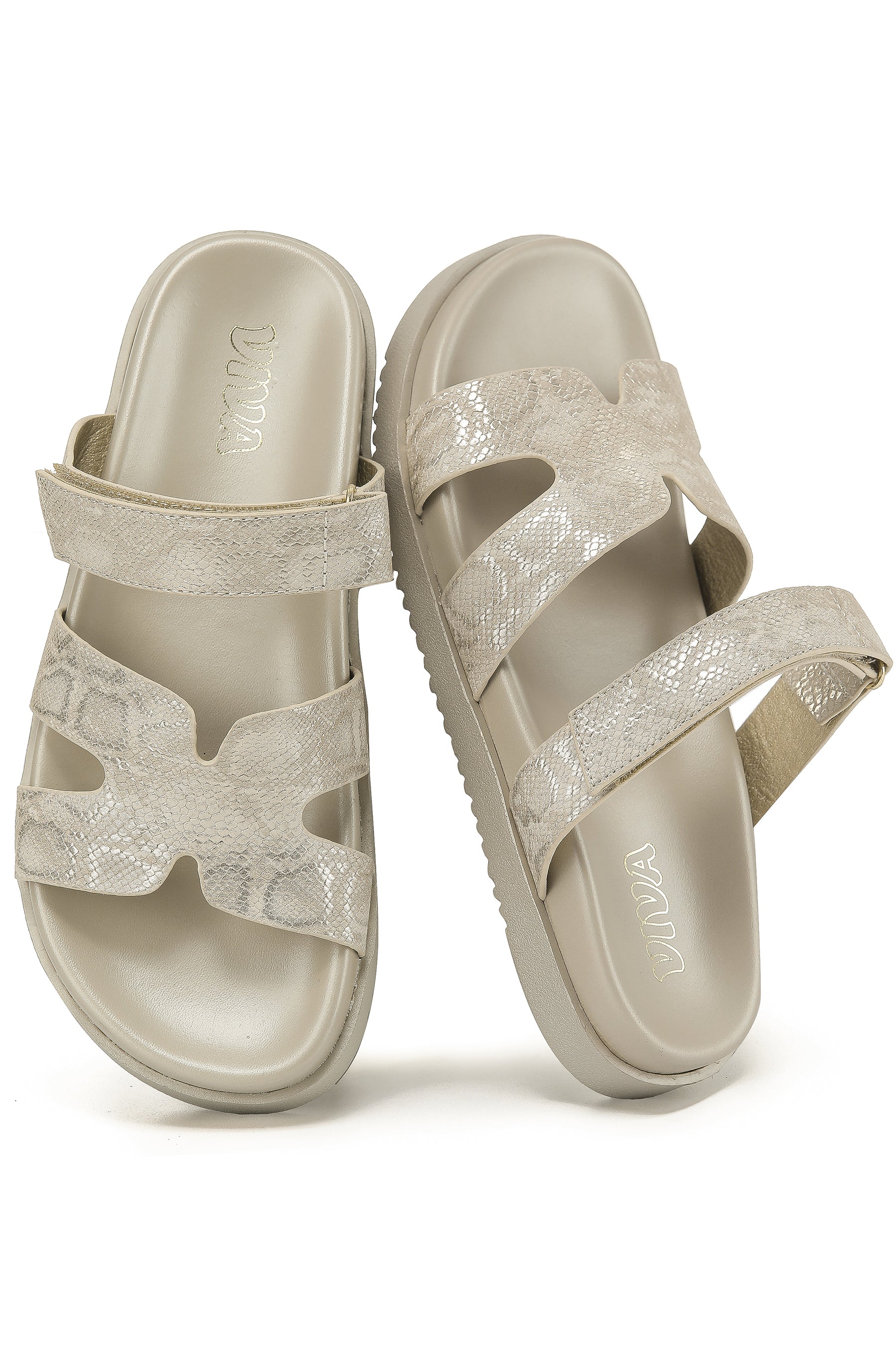 Women's Chunky Flat Sandals with Adjustable Strap