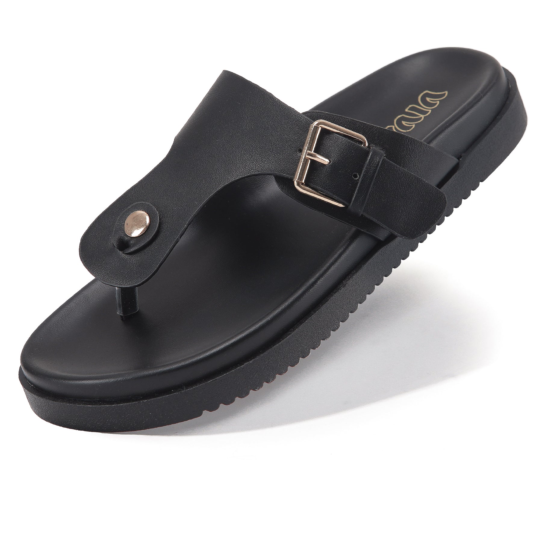 Women's Toe Post Flat Sandals with Buckle Strap