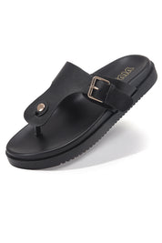 Women's Toe Post Flat Sandals with Buckle Strap