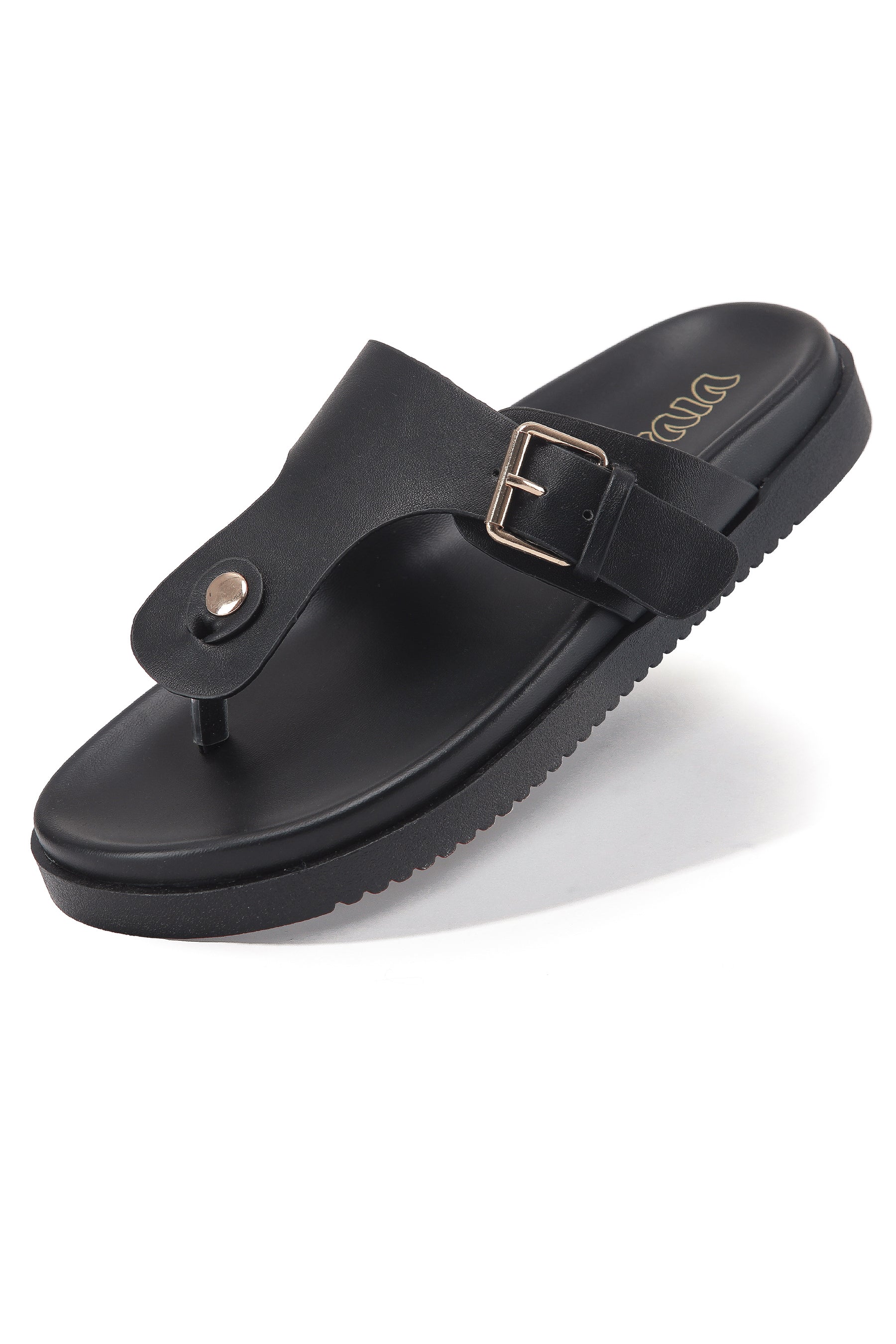 Women's Toe Post Flat Sandals with Buckle Strap