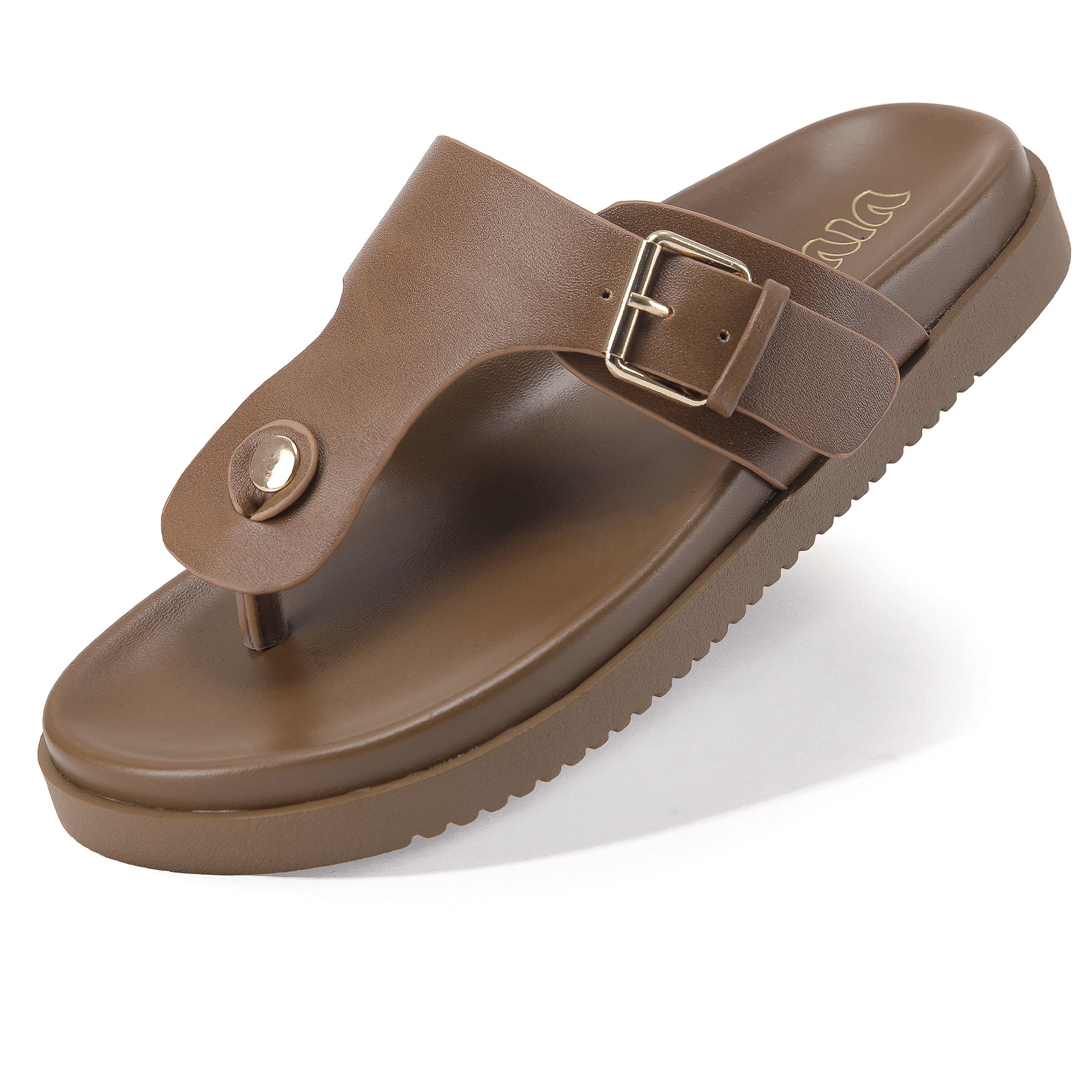 Women's Toe Post Flat Sandals with Buckle Strap