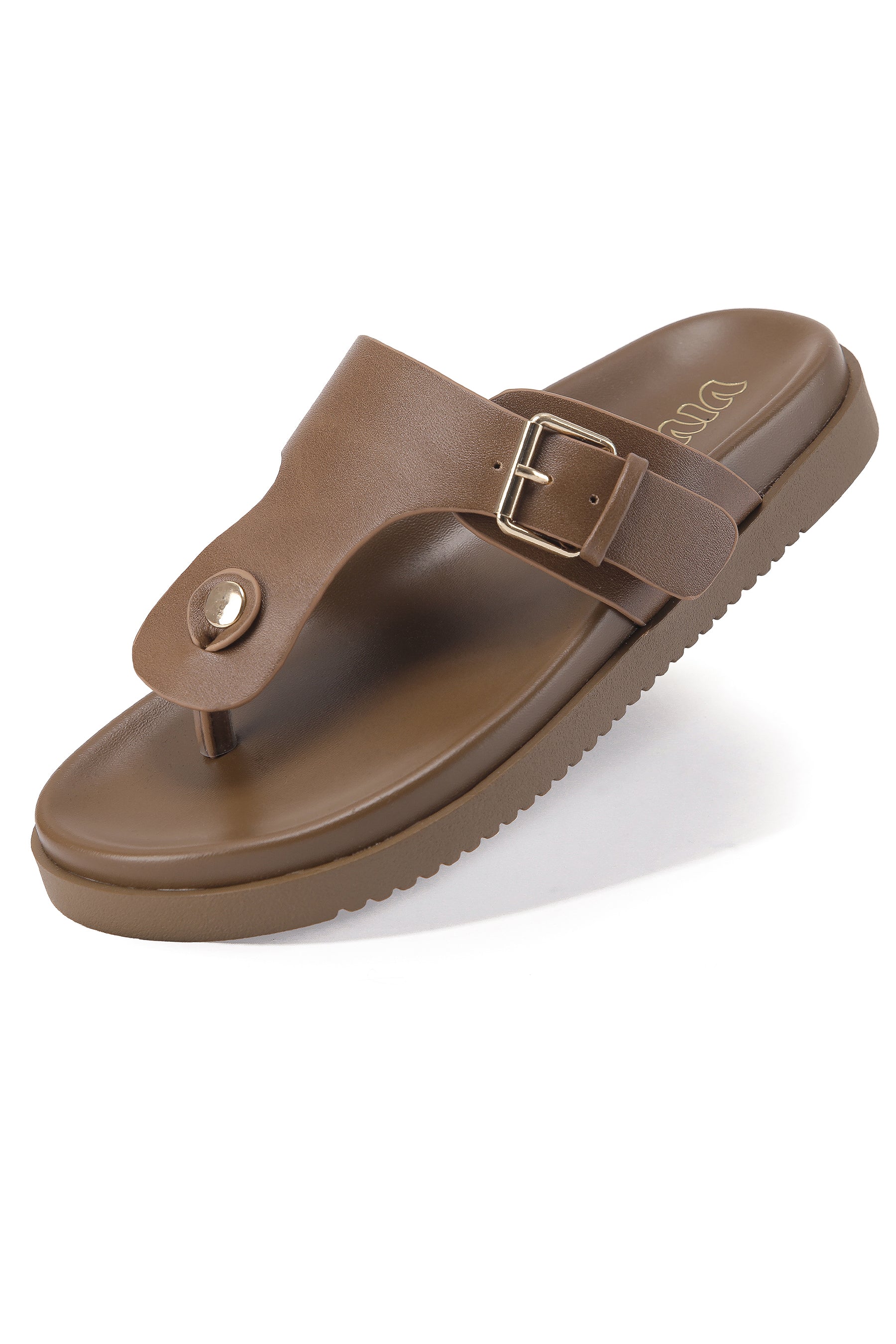 Women's Toe Post Flat Sandals with Buckle Strap