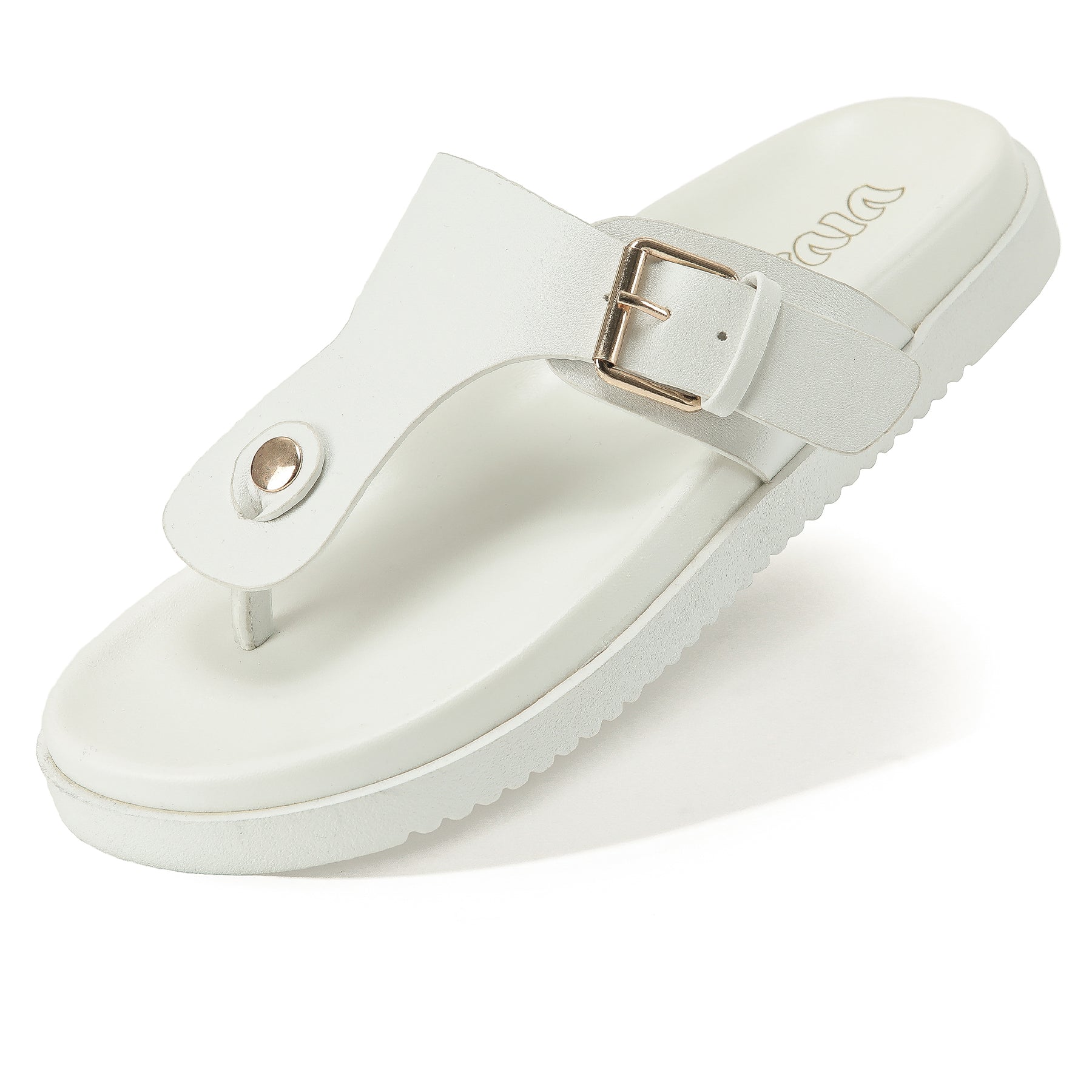 Women's Toe Post Flat Sandals with Buckle Strap