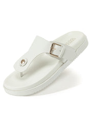 Women's Toe Post Flat Sandals with Buckle Strap
