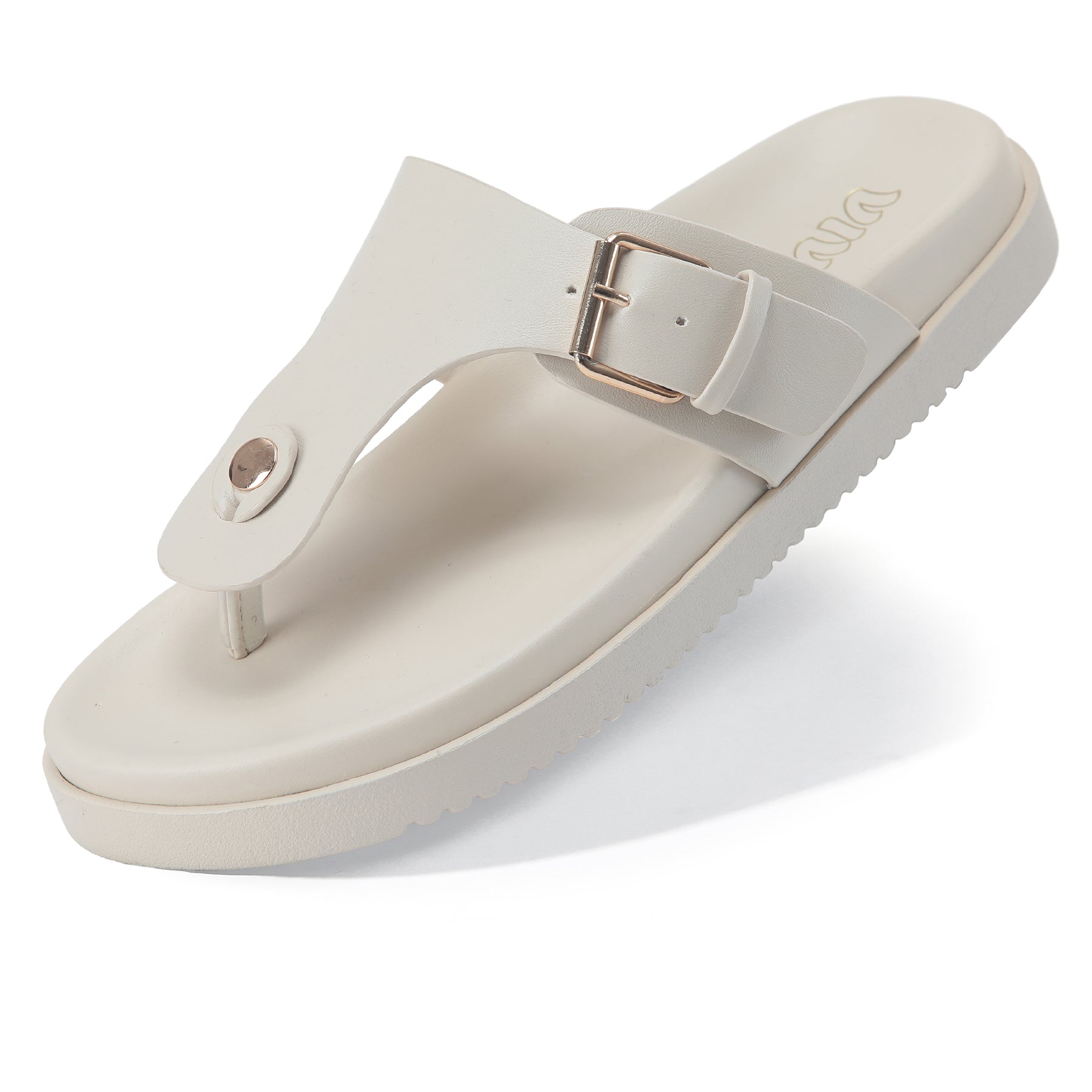 Women's Toe Post Flat Sandals with Buckle Strap