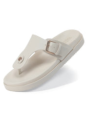 Women's Toe Post Flat Sandals with Buckle Strap